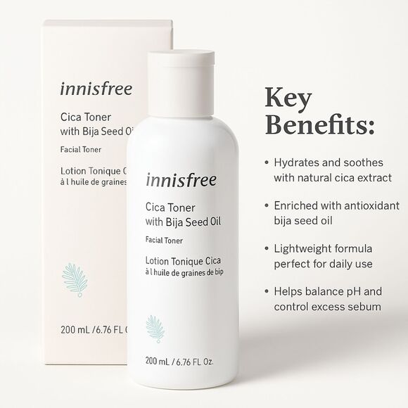 Innisfree Cica Toner  Bija Seed Oil 200ml Hydrating Facial Toner Korean Skincare - Picture 3 of 8